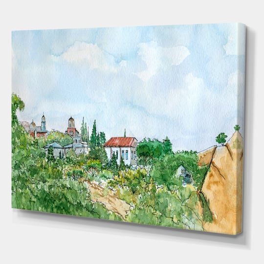 Designart - White House With Red Roof In The Countryside